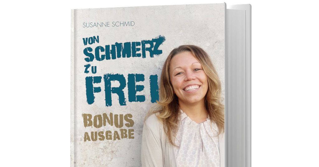 Das Bild zeigt das Buchcover vom Mutmachbuch "Von Schmerz zu Frei" von Susanne Schmid, in dem sie ihre persönliche Reise vom chronischen Schmerz zu neuer Lebensqualität beschreibt.