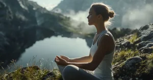 Das Bild zeigt eine junge Frau bei der tiefen Entspannung in der Natur als Sinnbild für den Beitrag von Atemtechniken wie Breathwork zum allgemeinen Wohlbefinden und zum Stressabbau.