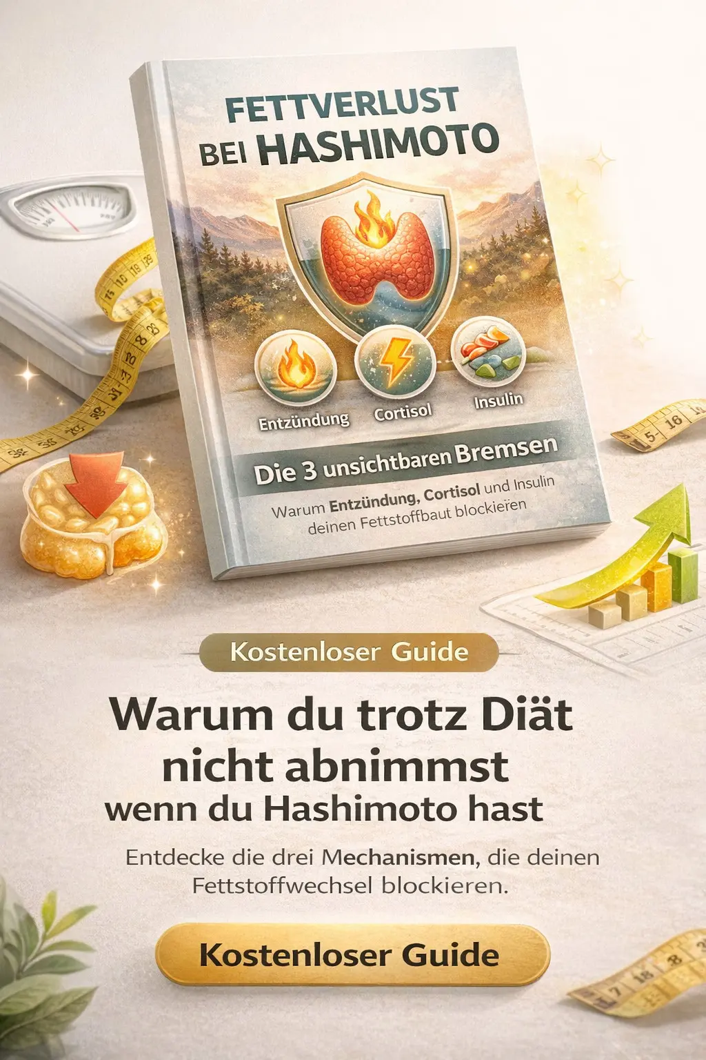 Das Bild zeigt den Guide von Steffen Vogelmann "Fettverlust bei Hashimoto - Die drei unsichtbaren Bremsen".